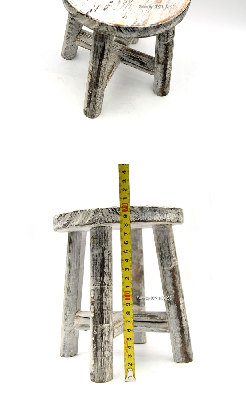 빈티지 화이트 원목 우드 원형 미니 화분받침대 18x20cm/화분받침/화분받침대/화분대/장식받침대/장식받침/