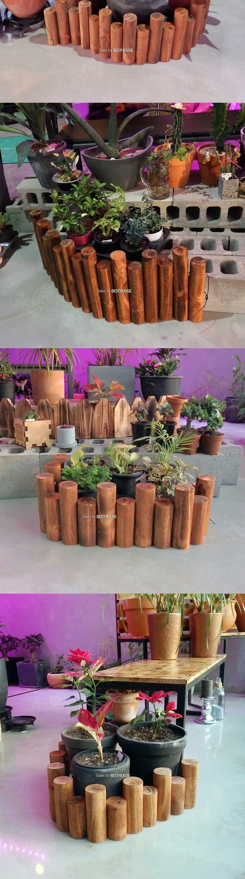 원목 통나무 화분 울타리 (목봉) 95x20cm (중)/화분정리/화분정리대/인테리어화분대/화분받침대/화분울타리