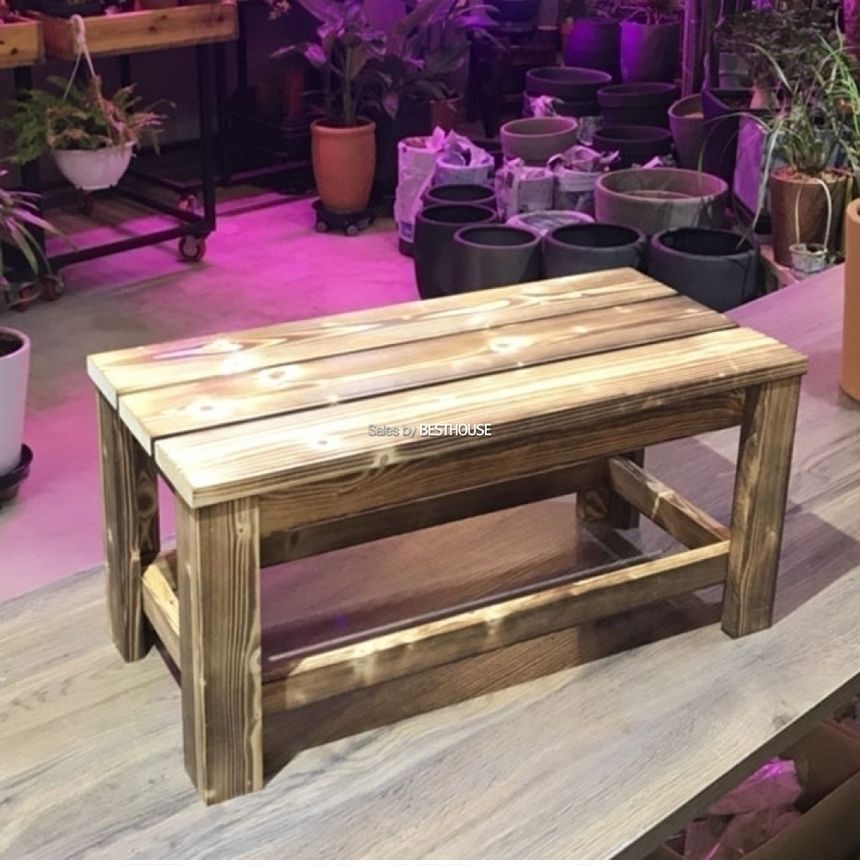 원목 화분 받침대 겸용 넓은의자-우드스텐드 (H6028) 60x28x29cm/화분받침/화분받침대/우드화분받침/나무화