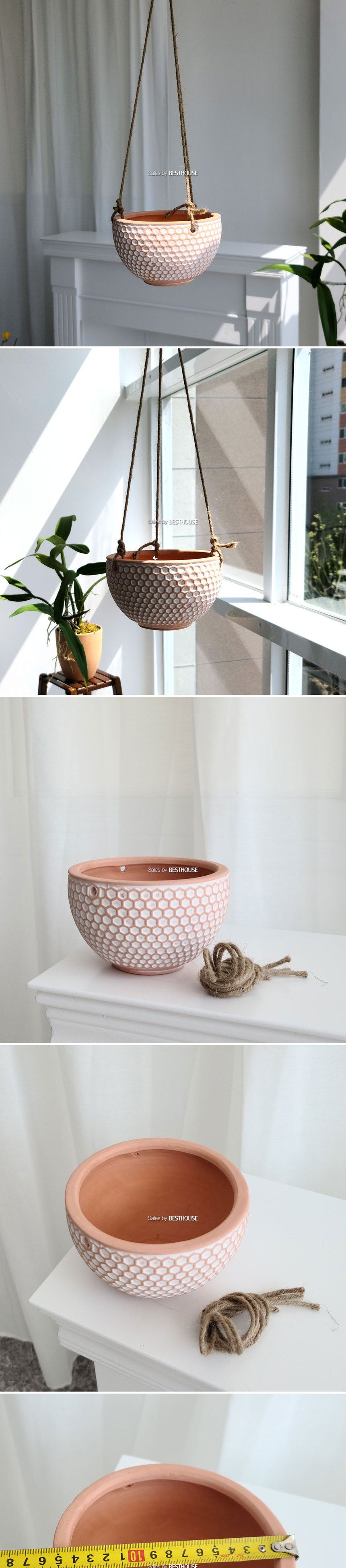 빈티지 행잉 토분 15x10cm 허니콤/행잉화분/식물화분/꽃화분/나무화분/장식용화분/인테리어화분/토분/장식