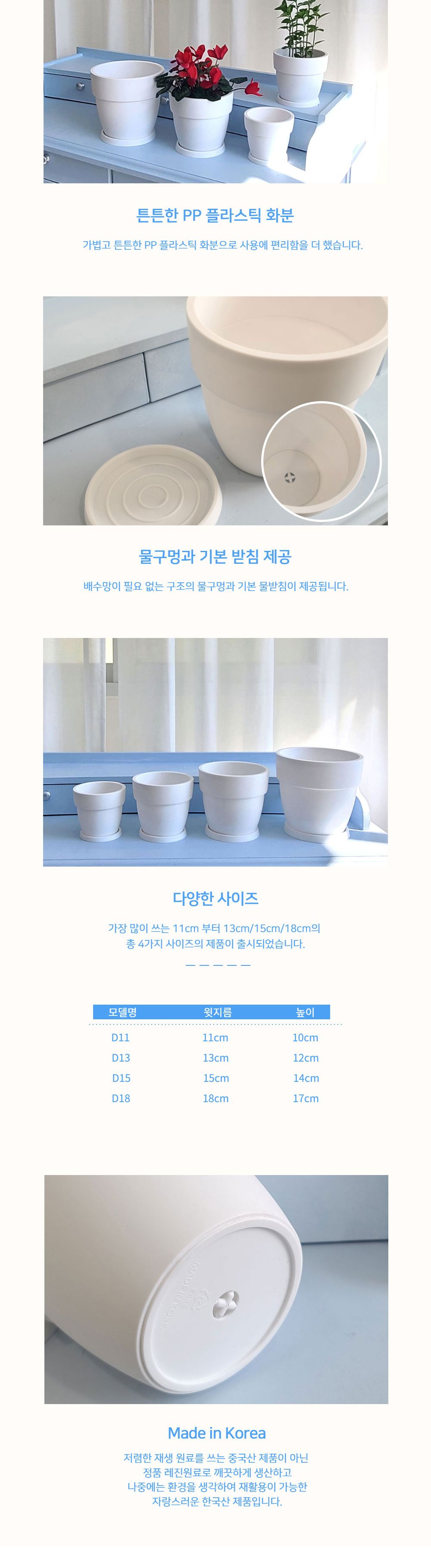 심플 베이직 PP 도토리 플라스틱 화분/화분/예쁜화분/플라스틱화분/원예용품/정원용품/분갈이화분/홈가드닝