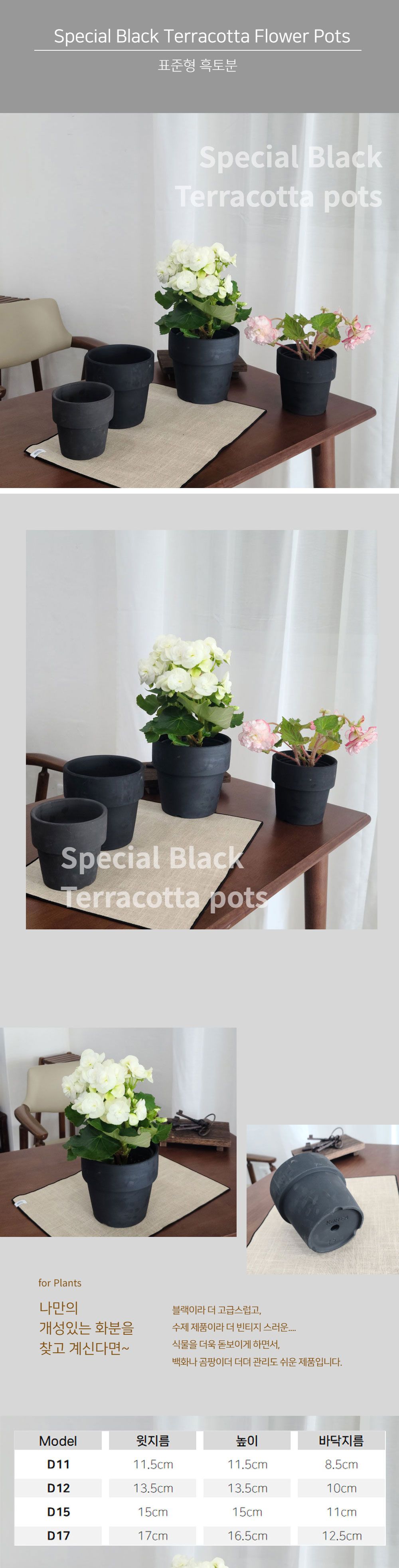 블랙 스페셜 표준형 흑토분 흑막분 화분/화분/토분/예쁜토분/빈티지토분/원예용품/정원용품/분갈이화분/분