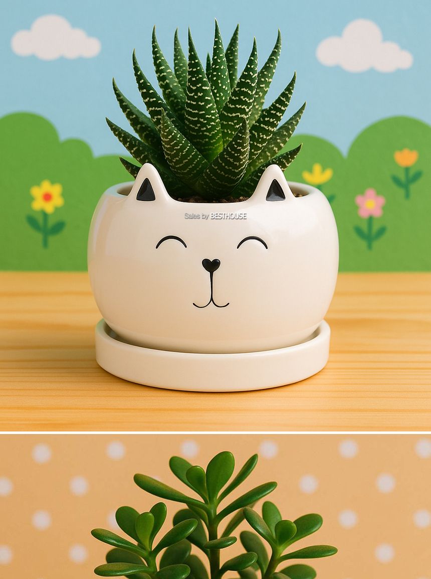 모던 도기 화분 냥냥이 10x8cm 소 아기냥/애니멀화분/고양이화분/식물화분/화분/인테리어화분/소품화분/정