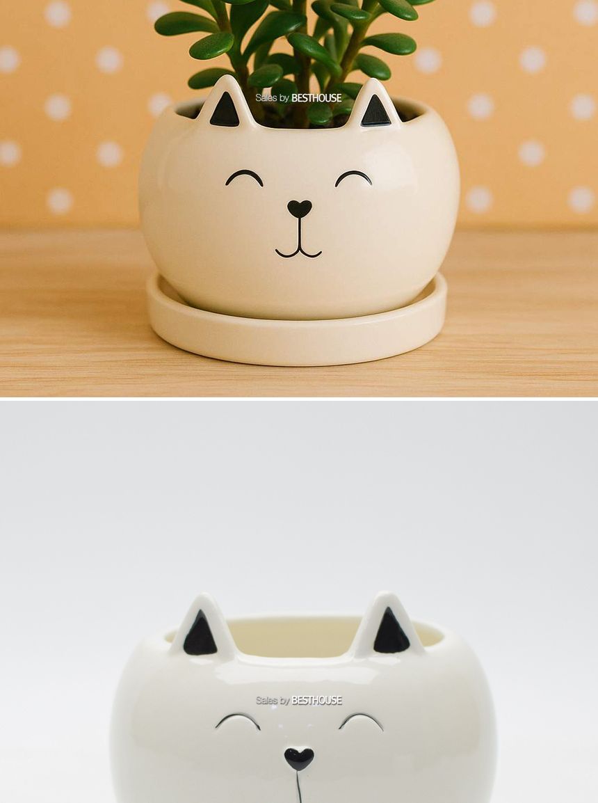 모던 도기 화분 냥냥이 10x8cm 소 아기냥/애니멀화분/고양이화분/식물화분/화분/인테리어화분/소품화분/정