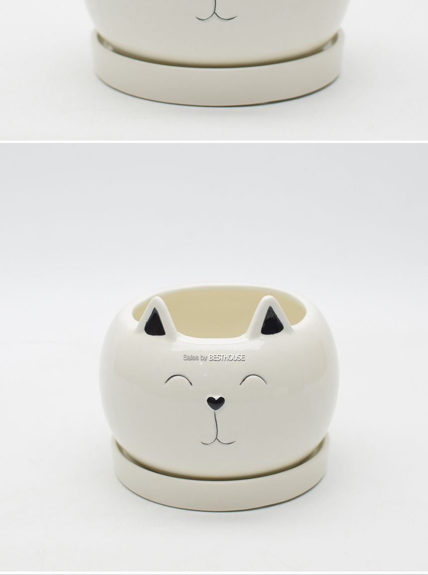 모던 도기 화분 냥냥이 10x8cm 소 아기냥/애니멀화분/고양이화분/식물화분/화분/인테리어화분/소품화분/정