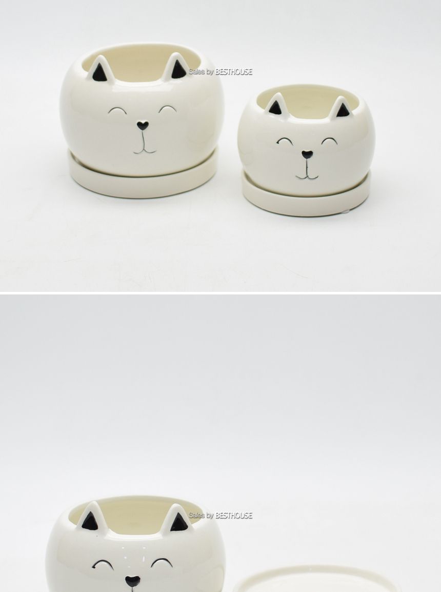 모던 도기 화분 냥냥이 10x8cm 소 아기냥/애니멀화분/고양이화분/식물화분/화분/인테리어화분/소품화분/정