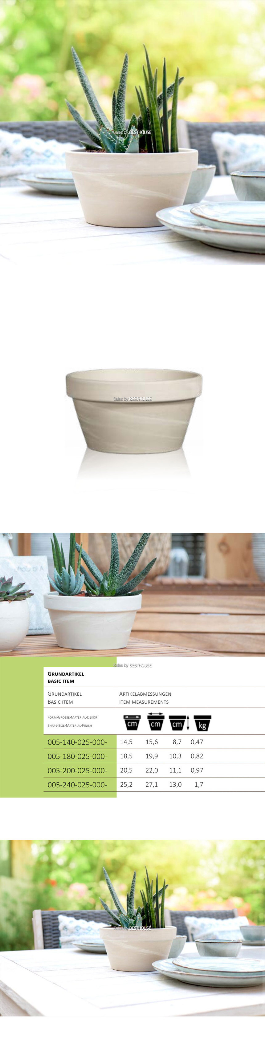 베하몰 독일산 낮은 분재화분 그래니트 크림화이트 D20x10cm/분재화분/낮은화분/넓은화분/식물화분/화분/인