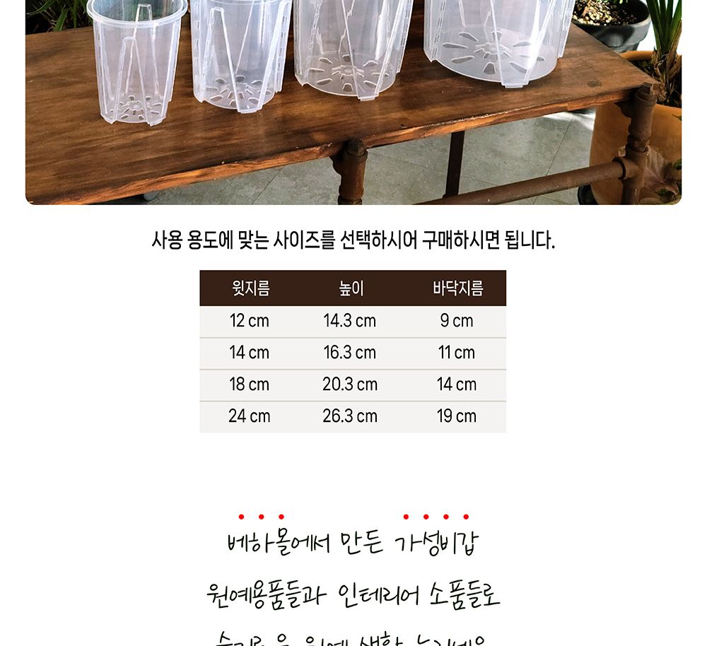고투명 슬릿분 슬릿화분 삽목화분 14cm/화분/정원용품/홈가드닝용품/가드닝화분/가정용화분/야외용화분/대