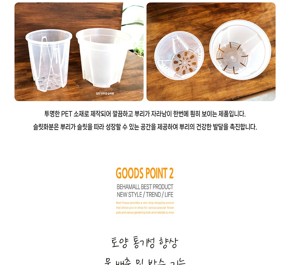 고투명 슬릿분 슬릿화분 삽목화분 14cm/화분/정원용품/홈가드닝용품/가드닝화분/가정용화분/야외용화분/대