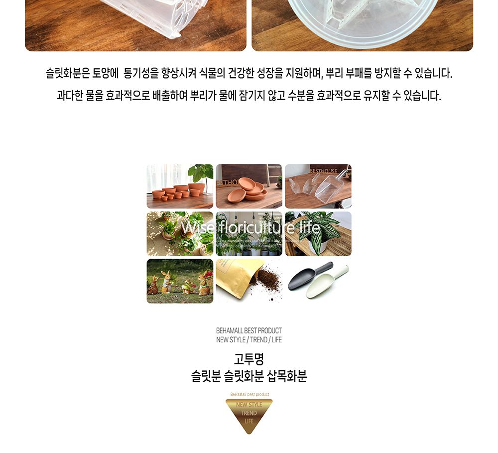 고투명 슬릿분 슬릿화분 삽목화분 14cm/화분/정원용품/홈가드닝용품/가드닝화분/가정용화분/야외용화분/대