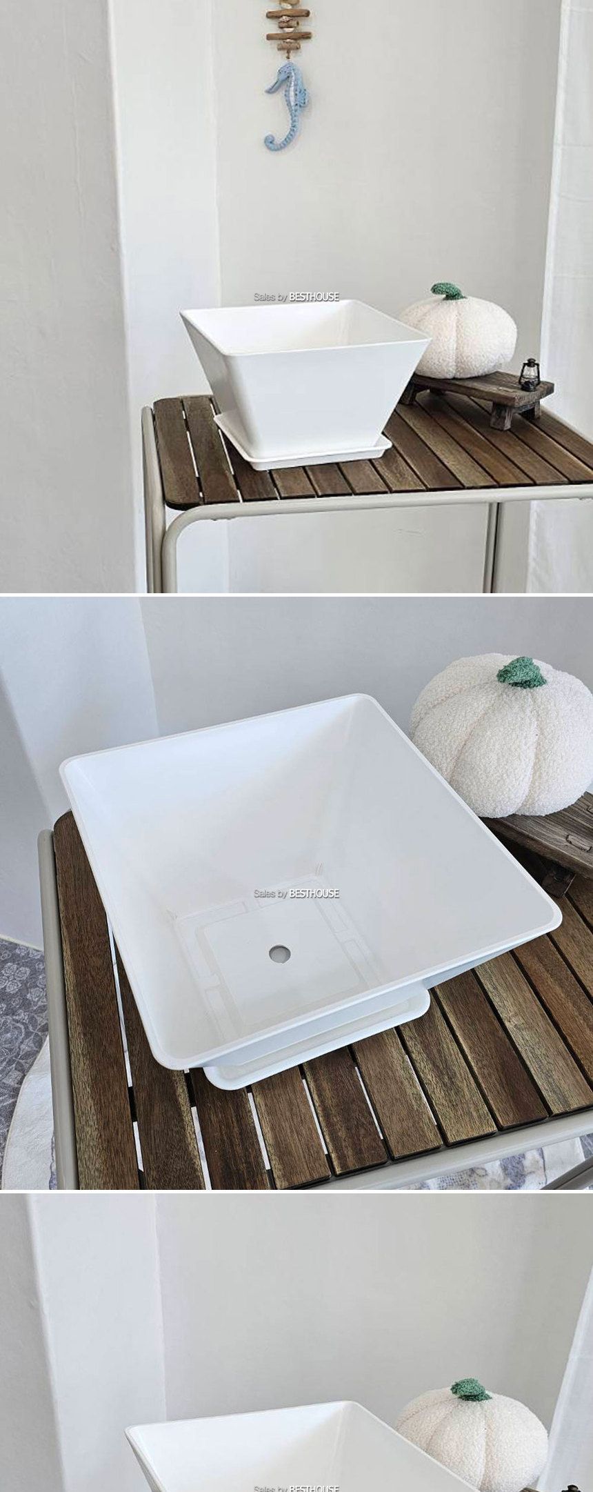 고강도 플라스틱 화분 사각 분재 33x33x20cm/분재화분/사각분재화분/플라스틱화분/장식화분/디자인화분/실