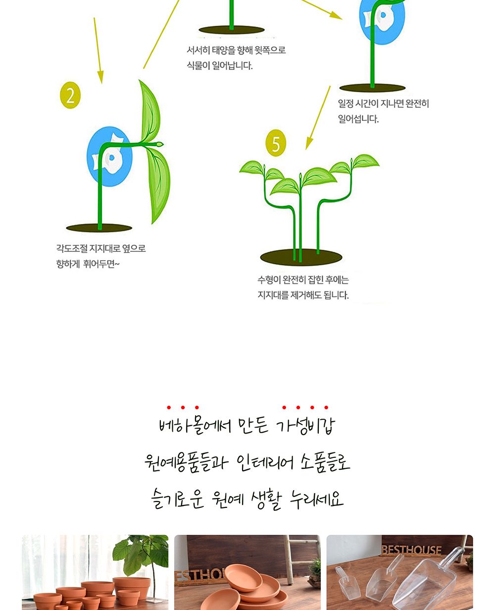 식물 줄기 360도 각도조절 지지대 클립 (10개)/식물지지대/지지대/가지유도/줄기/360도/각도조절/지지대/10