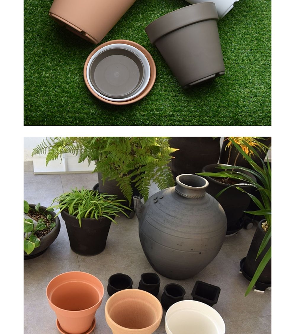 베이직 플라스틱 경량 화분 3호 18x16cm (받침셋트)/화분/깔끔한화분/심플화분/화분인테리어/화분선물/가벼