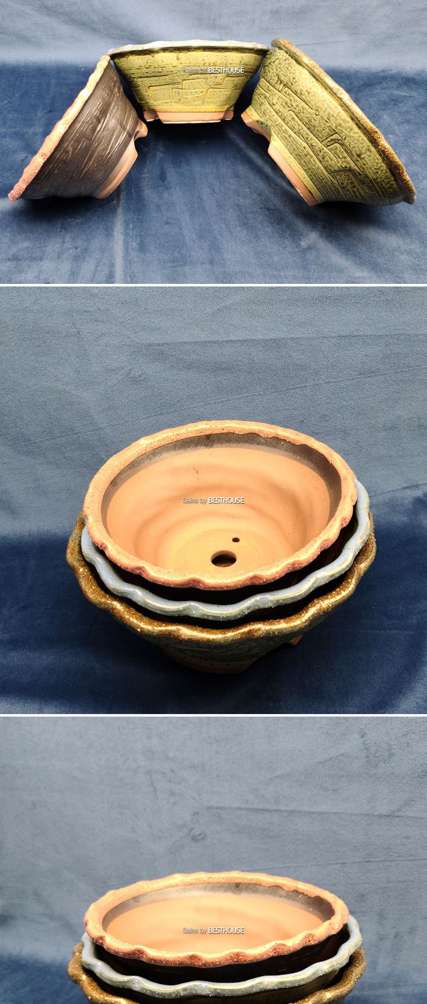 주름테두리 분재형 다육이 화분 랜덤컬러 D22(중)/화분/토분/예쁜토분/빈티지토분/원예용품/정원용품/분갈