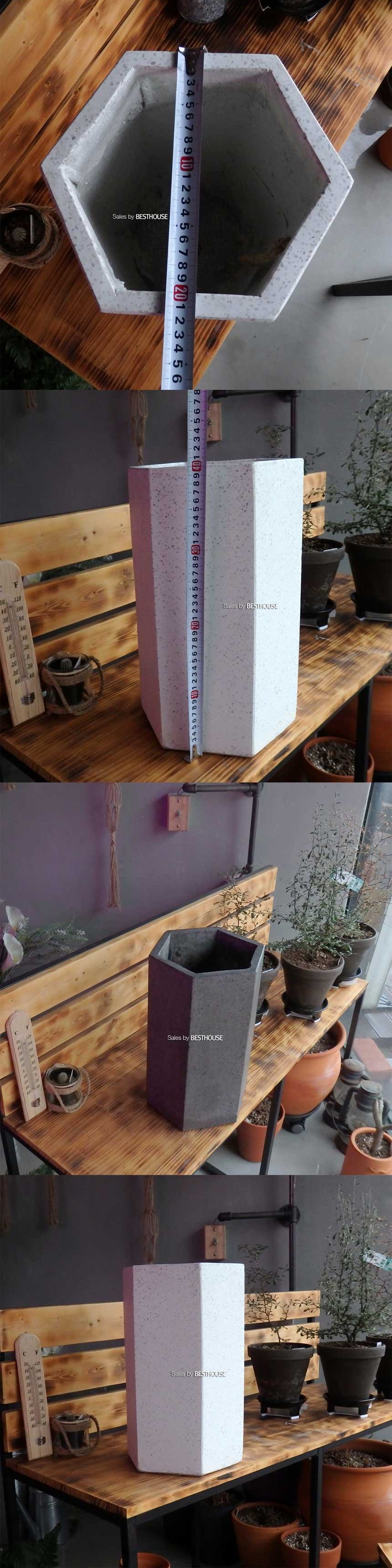 모던 시멘트 육각 22x40cm 대형 화분/화분/꽃화분/식물화분/플라워화분/꽃집화분/분배화분/인테리어화분/정