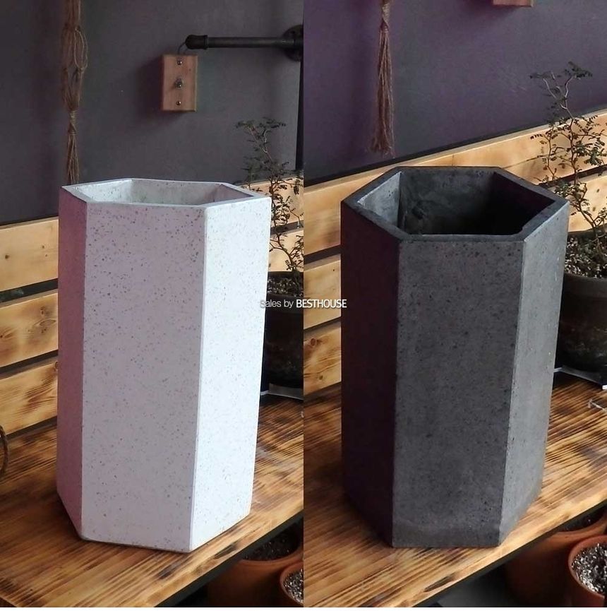 모던 시멘트 육각 22x40cm 대형 화분/화분/꽃화분/식물화분/플라워화분/꽃집화분/분배화분/인테리어화분/정