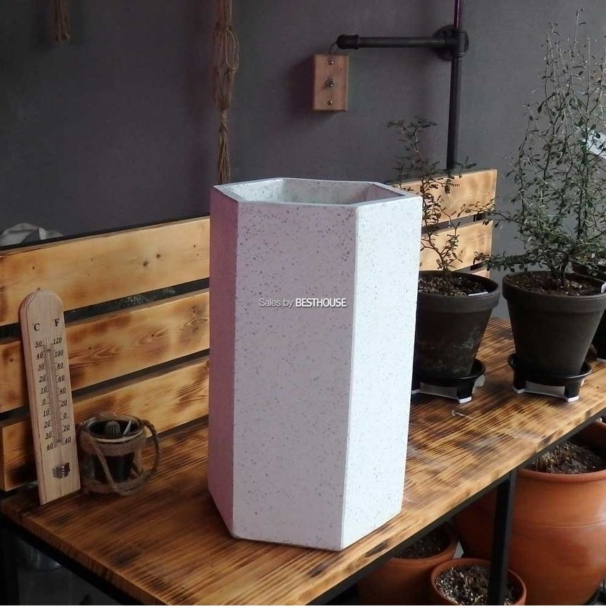 모던 시멘트 육각 22x40cm 대형 화분/화분/꽃화분/식물화분/플라워화분/꽃집화분/분배화분/인테리어화분/정