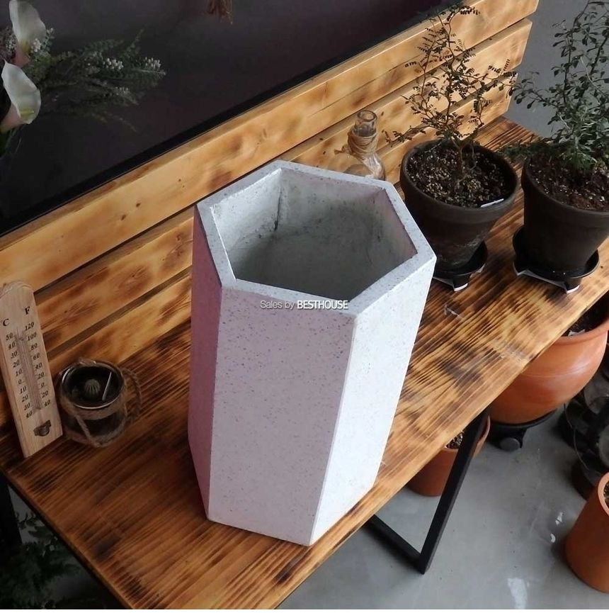 모던 시멘트 육각 22x40cm 대형 화분/화분/꽃화분/식물화분/플라워화분/꽃집화분/분배화분/인테리어화분/정