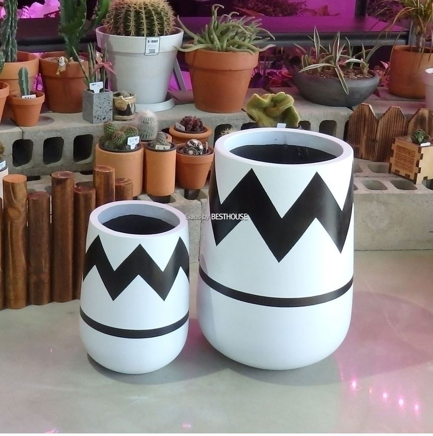 2개셋트 모던 시멘트 화분 긴원형 지그재그 31x51 23x35cm/화분/꽃화분/식물화분/플라워화분/꽃집화분/분배