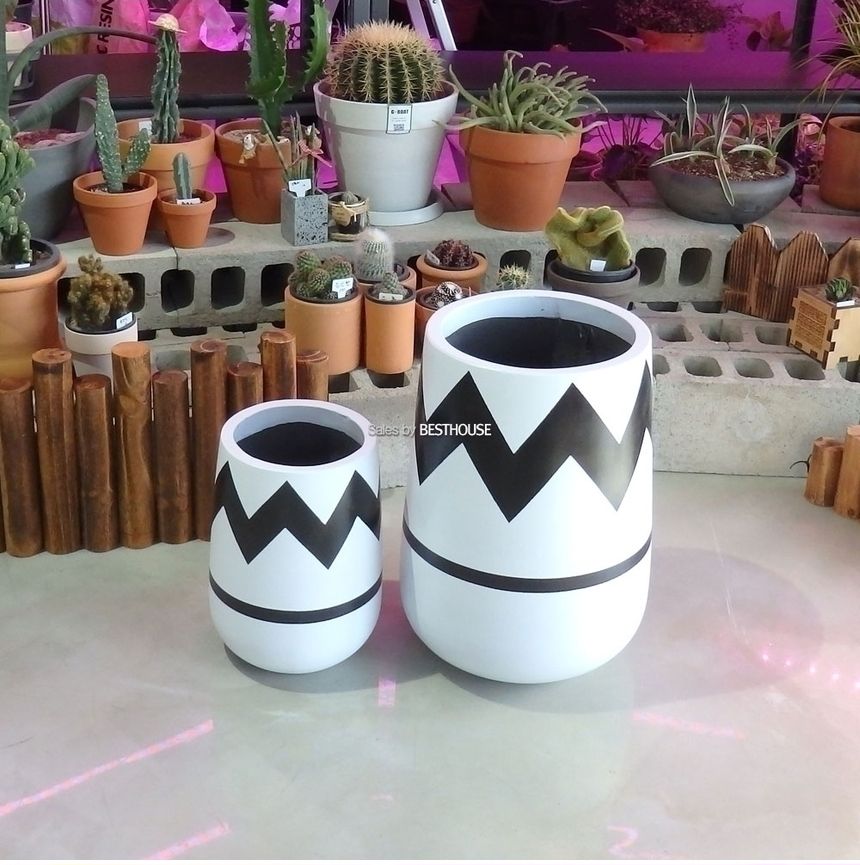 2개셋트 모던 시멘트 화분 긴원형 지그재그 31x51 23x35cm/화분/꽃화분/식물화분/플라워화분/꽃집화분/분배