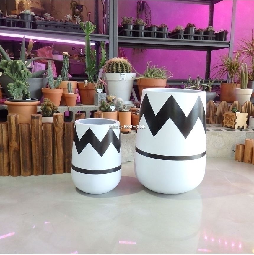 2개셋트 모던 시멘트 화분 긴원형 지그재그 31x51 23x35cm/화분/꽃화분/식물화분/플라워화분/꽃집화분/분배