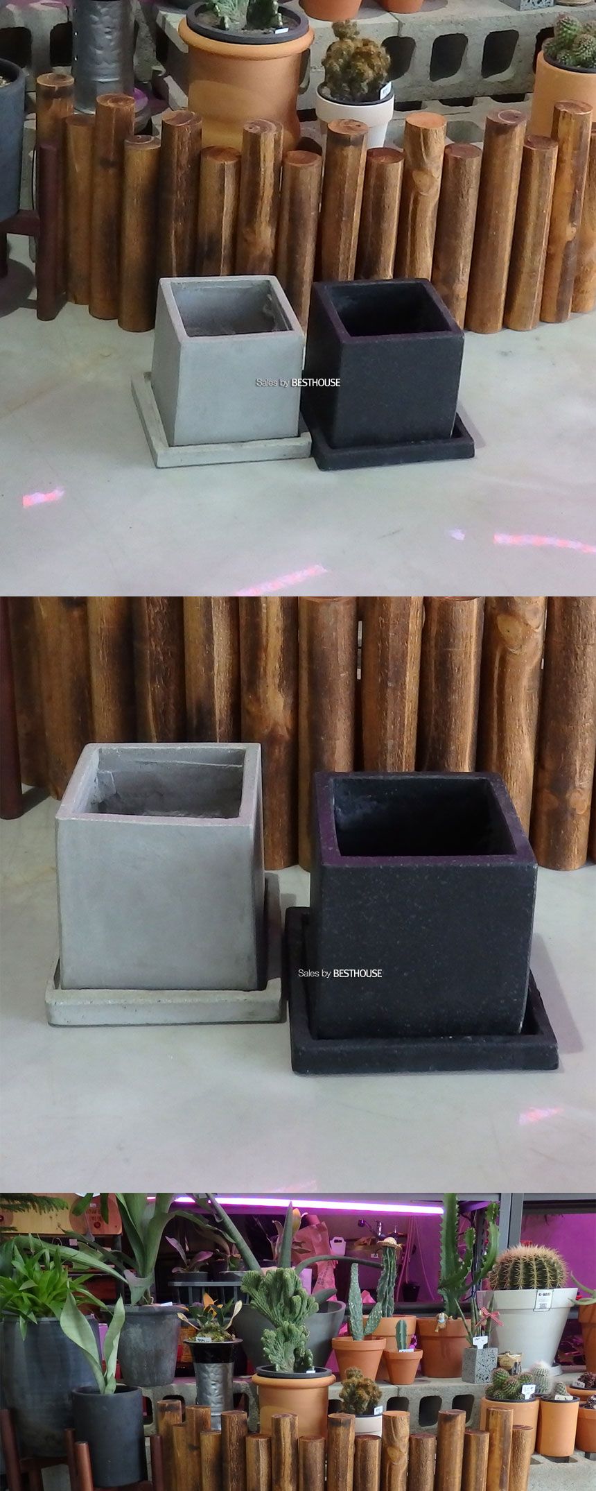 모던 시멘트 사각 17x17x17cm 화분/화분/꽃화분/식물화분/플라워화분/꽃집화분/분배화분/인테리어화분/정원