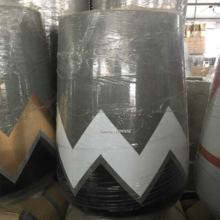 2개셋트 모던 시멘트 화분 긴원형 블랙 지그재그 31x51 23x35cm/화분/꽃화분/식물화분/플라워화분/꽃집화분