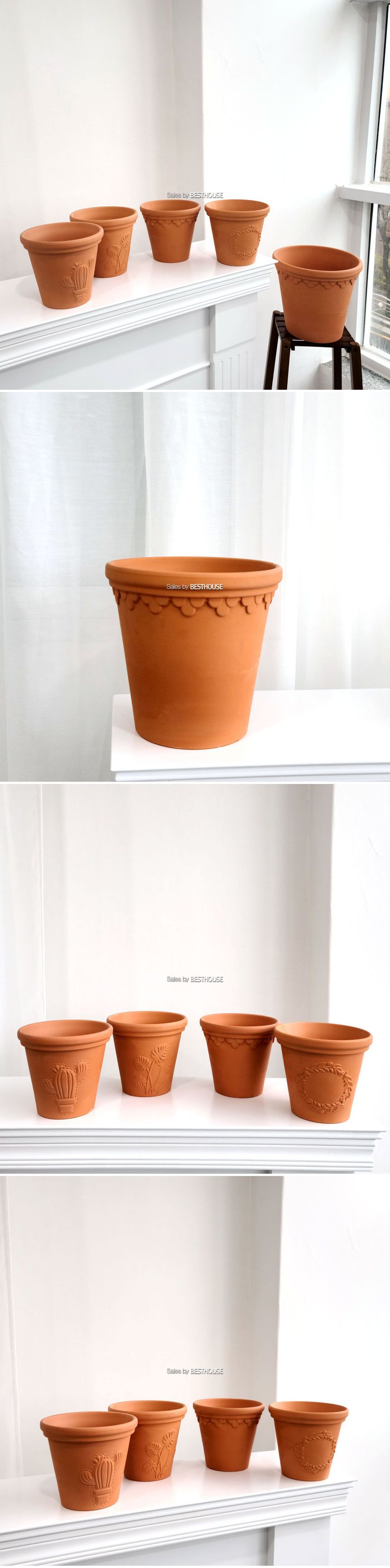 더플라워포터리 모던 브라운 조각 토분 D19x18cm/분갈이화분/흙화분/인테리어화분/베란다화분/묘목화분/원