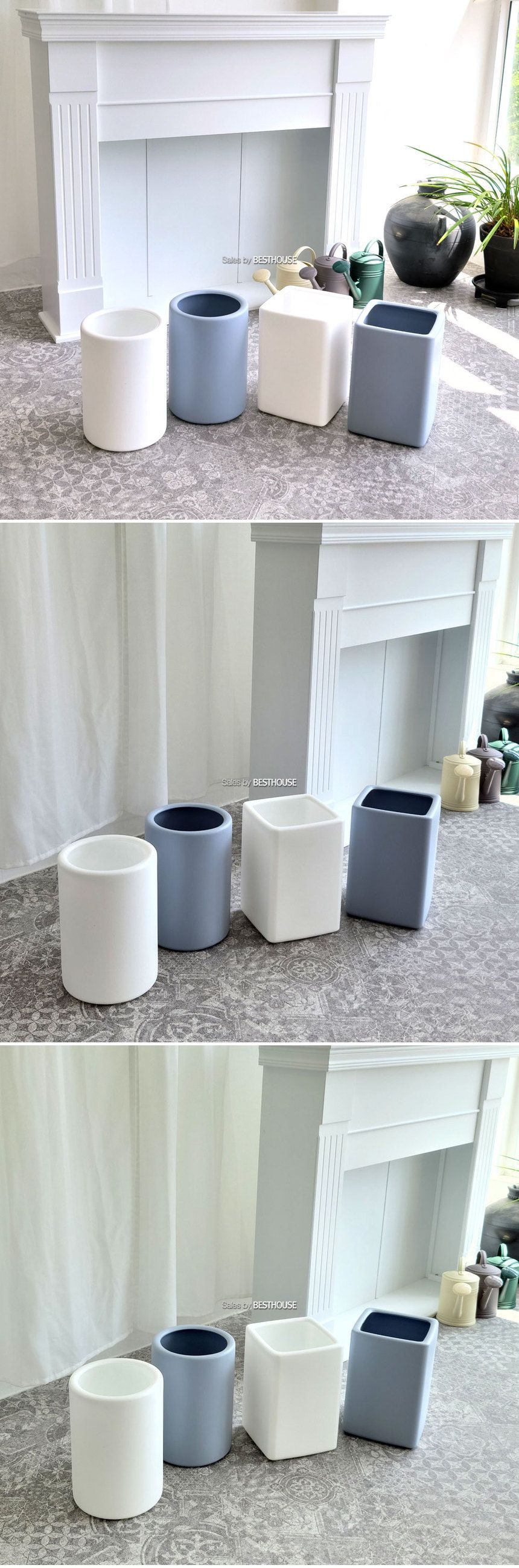 대형 플라스틱 화분 미니 사각 그레이 20x30cm/꽃화분/식물화분/플라워화분/꽃집화분/분배화분/인테리어화