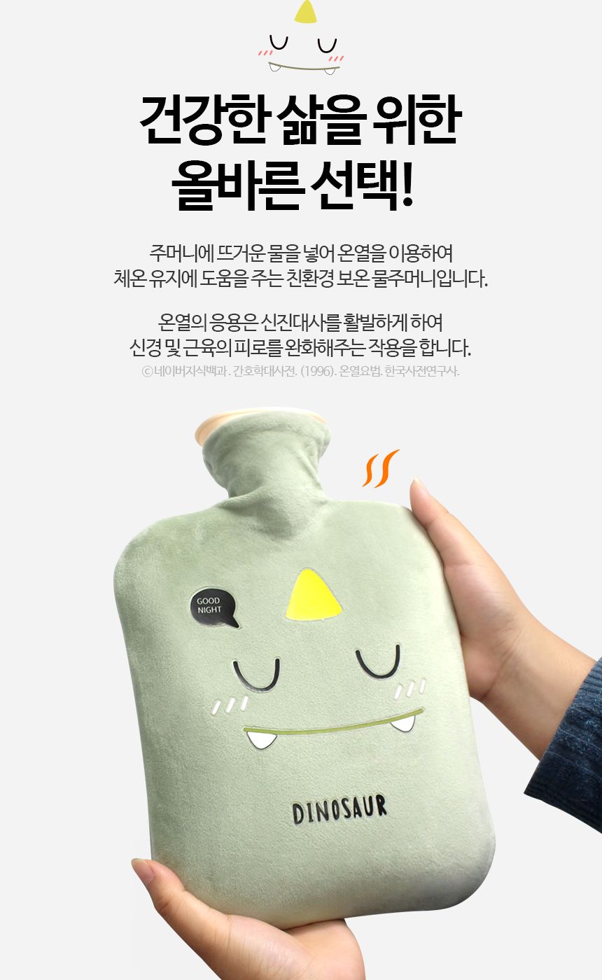 싸파 다이노소어 보온 물주머니 그린 1L/물주머니/보온물주머니/학생물주머니/캠핑물주머니/야외물주머니/