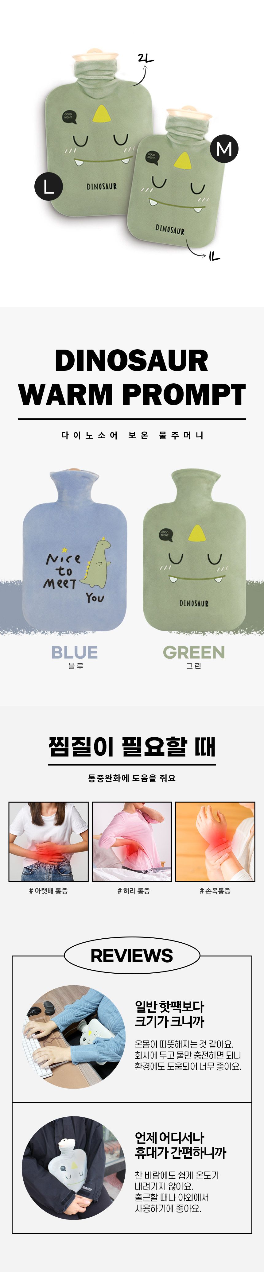 싸파 다이노소어 보온 물주머니 그린 1L/물주머니/보온물주머니/학생물주머니/캠핑물주머니/야외물주머니/