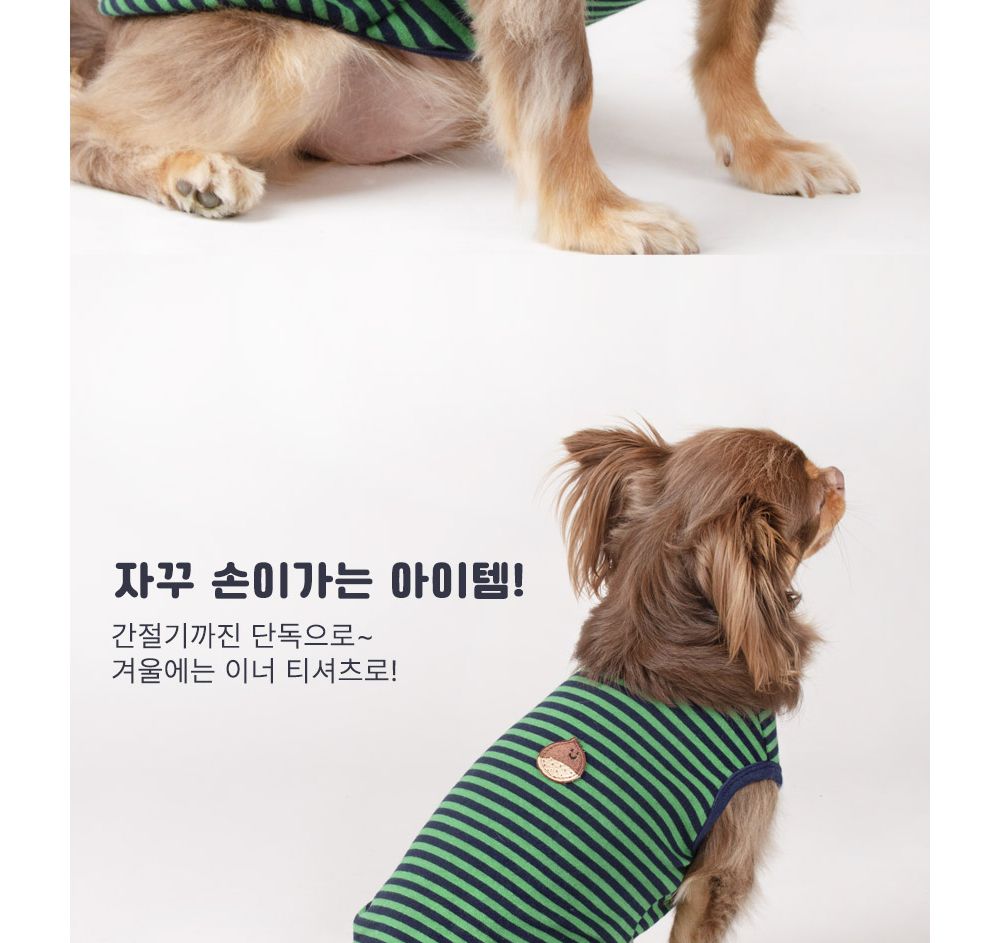 스트라이프 티셔츠(체스넛)/강아지티셔츠/강아지티/반려견티/반려견티셔츠/반려견산책옷/강아지산책옷/개산