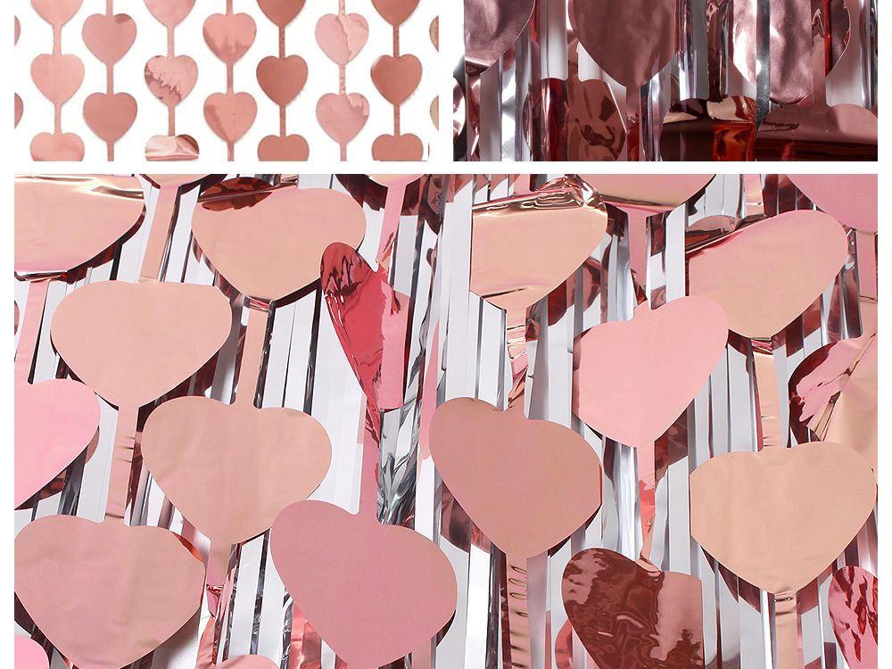 파티은박커튼(로즈골드)-하트/크리스마스선물/단체선물/사은품용/증정품용/교회선물/유치원선물/태권도선물