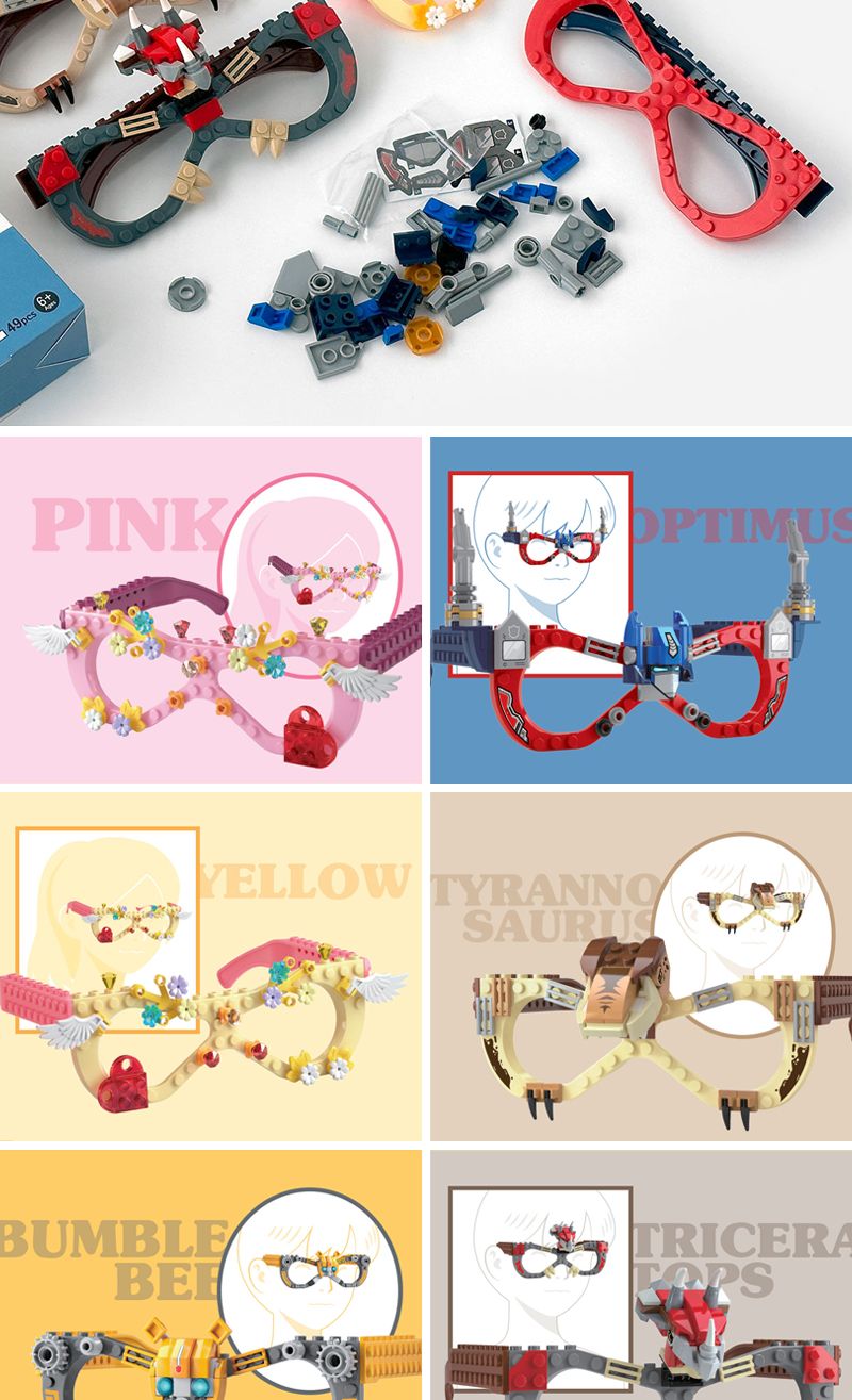 프리티 블럭 DIY 안경 6개/미술재료/미술놀이/블록안경/안경만들기/DIY안경/만들기교육/공작재료/공예재료/