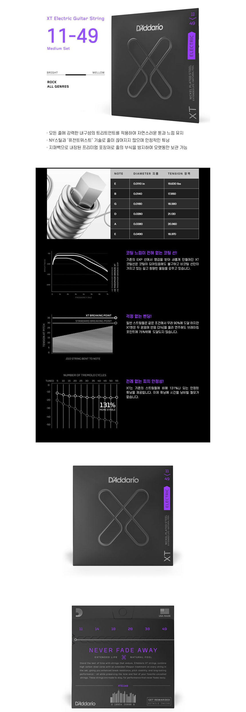 일렉기타줄 스트링 011-049 Cjf197 일렉기타현 기타줄/기타줄/기타줄교체/교체용기타줄/기타악세사리/기타
