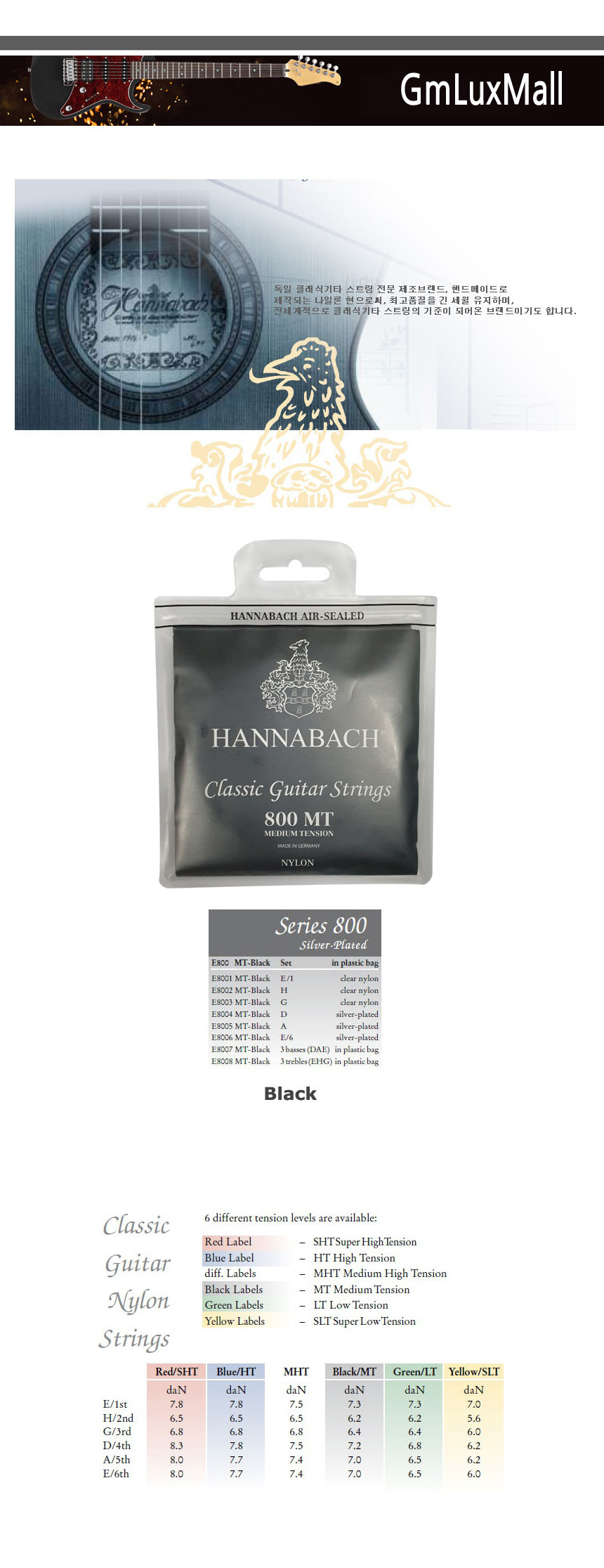 클래식기타스트링 블랙 Kmt91 클래식기타줄 기타현/클래식기타현/기타줄/기타스트링/클래식기타현세트/클래
