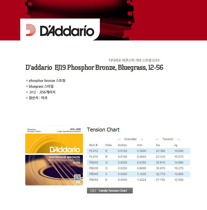 포스포브론즈 Bluegrass 012-056 통기타현 현세트/기타줄/키타줄/기타현/통기타스트링/통기타현/통기타줄세