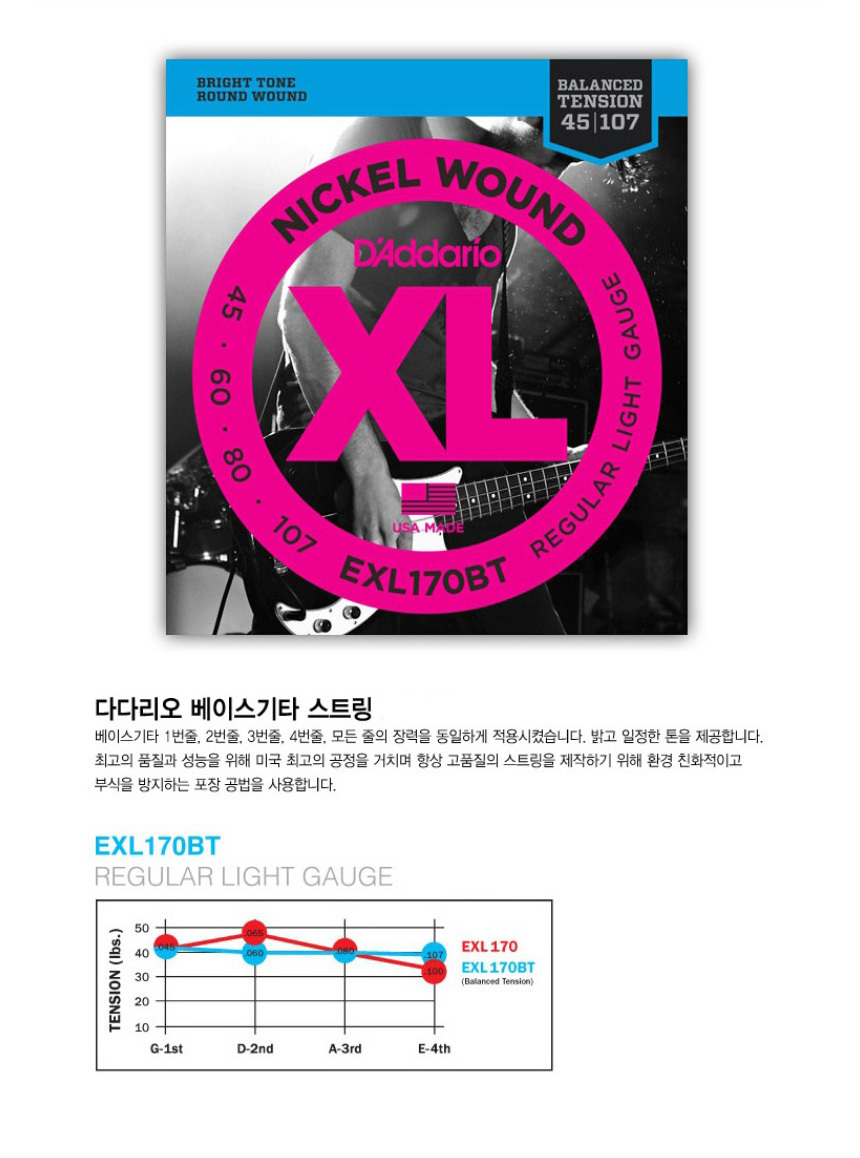 베이스기타줄 스트링 045-107 Cjf40 베이스스트링/기타줄/기타줄교체/교체용기타줄/기타악세사리/기타액세