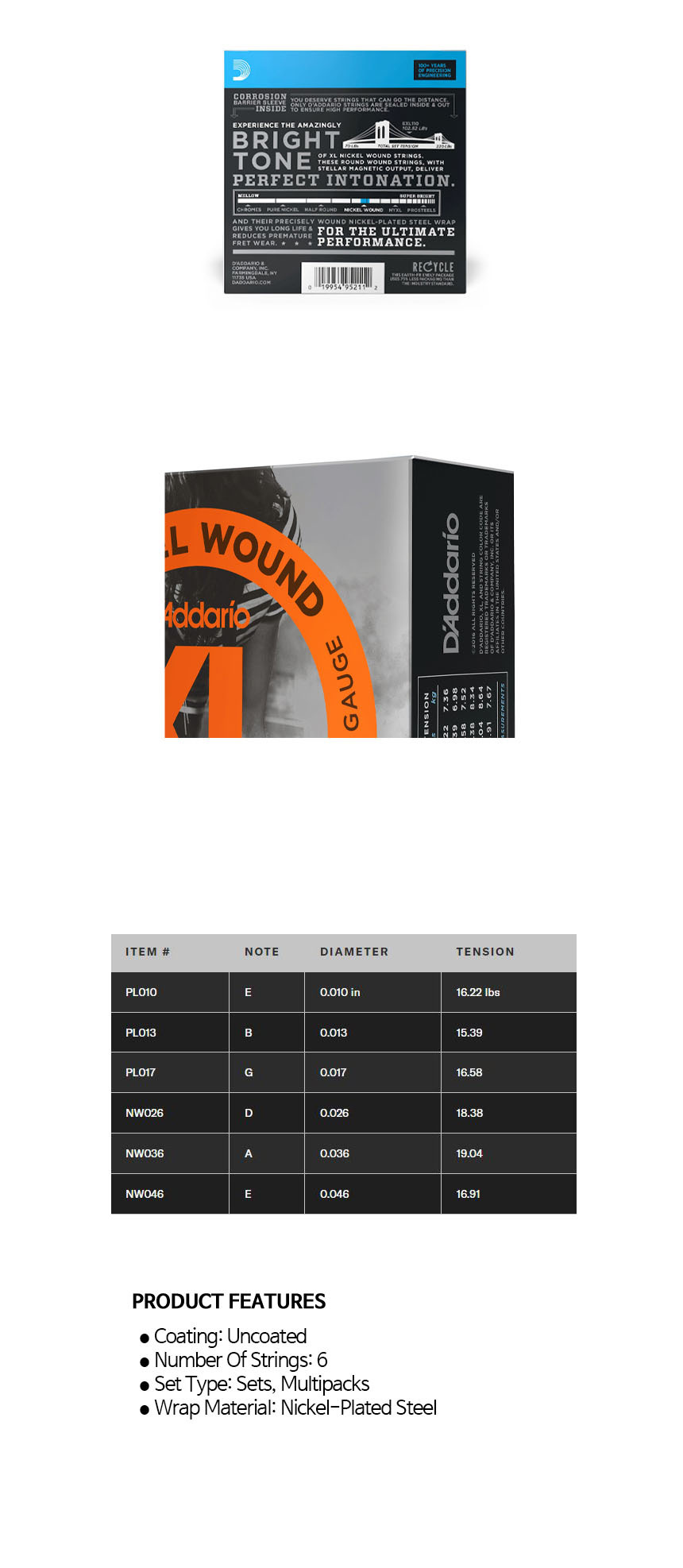 Light OOmt32 일렉기타줄 010-046 일렉스트링 10팩/일렉기타스트링/일렉스트링/기타줄/일렉줄/일렉기타줄/