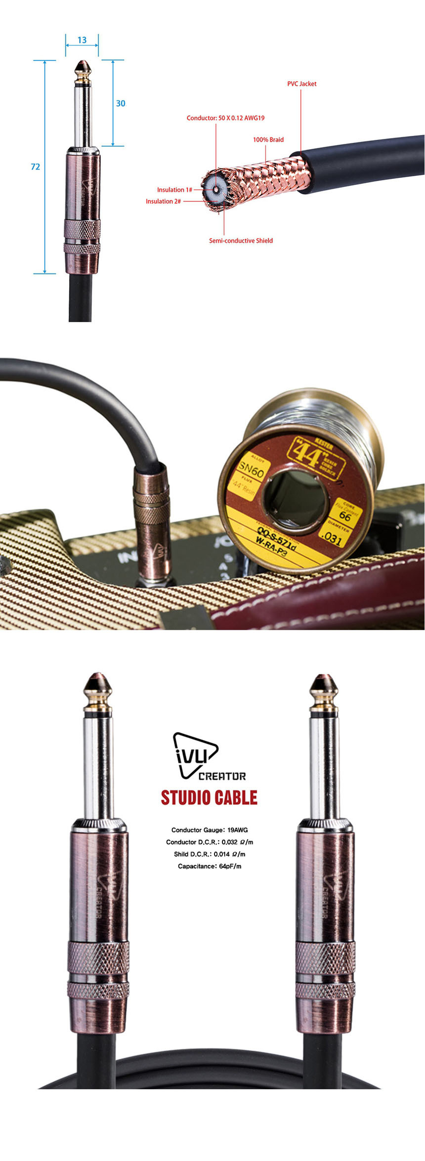 OOmt350 일렉기타 베이스케이블 악기 3m 공연용케이블/케이블/음향케이블/연주용케이블/기타케이블/음향잭/