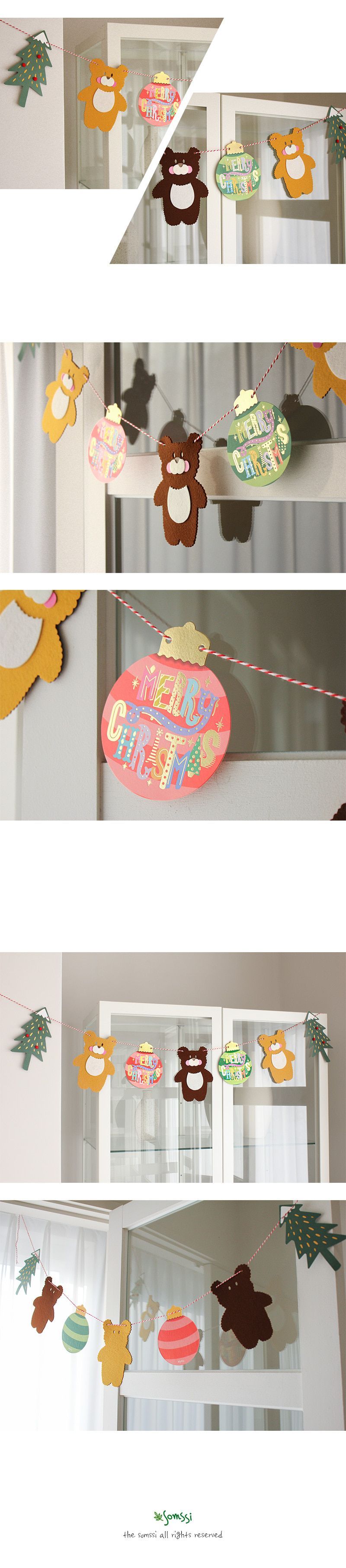 곰돌이 펠트 가렌더/파티장식가랜드/펠트가랜드/곰펠트가랜드/꾸미기가랜드/파티가랜드/가랜드/장식용가랜