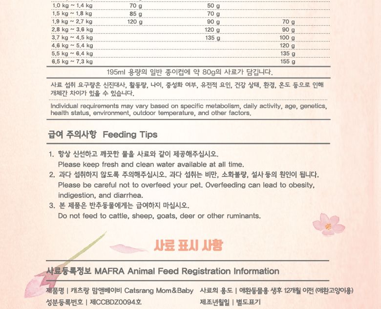 캐츠랑 맘앤베이비 2kg/사료/고양이사료/애묘사료/애완묘사료/건식사료/고양이건식사료/애묘건식사료/영양