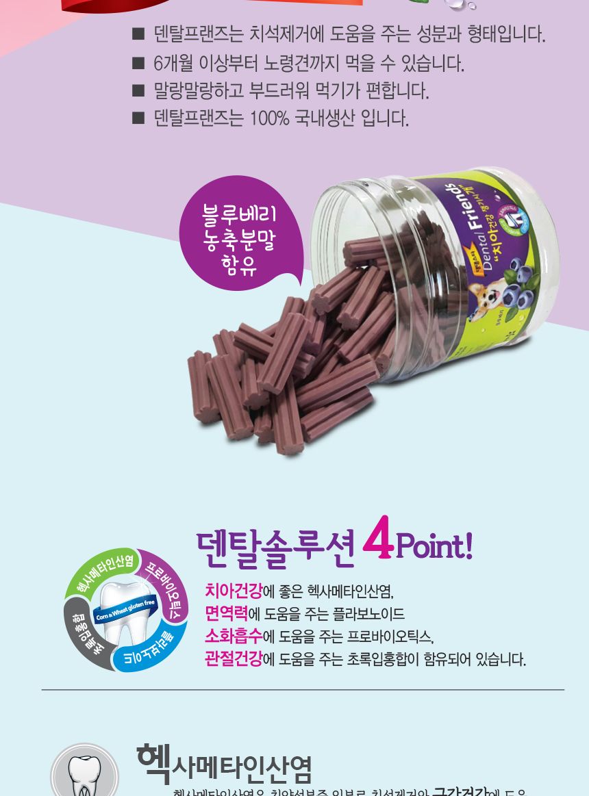 댕댕스타 덴탈 프랜드 300g(블루베리)/강아지간식/애견간식/개간식/반려견간식/반려동물간식/강아지껌/개껌