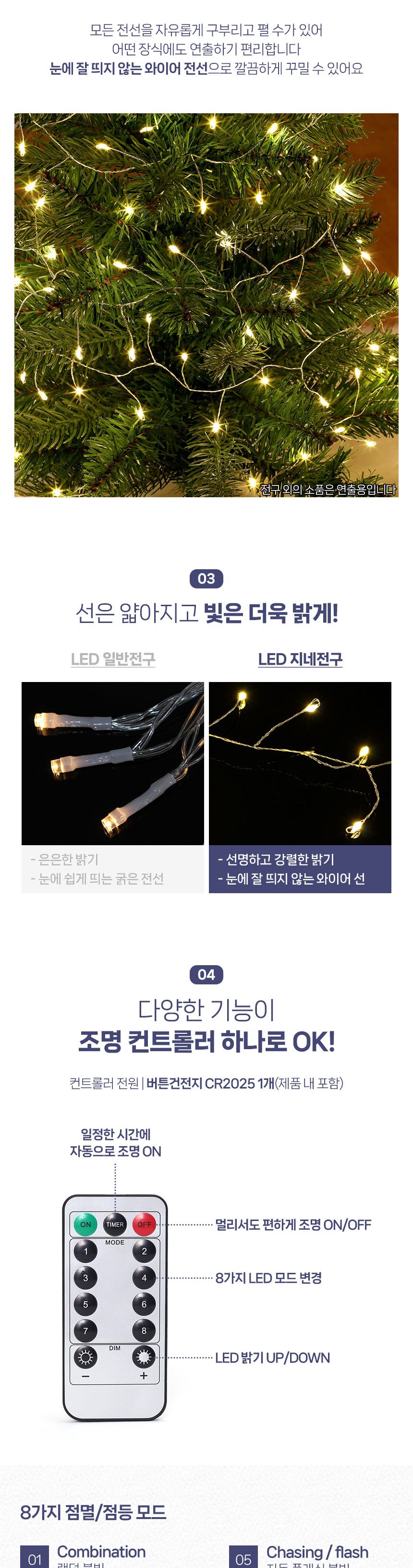 (은하수) LED 200구 실버선 USB 지네 전구(5m) (리모컨포함)/전구/장식용전구/인테리어전구/방꾸미기/파티