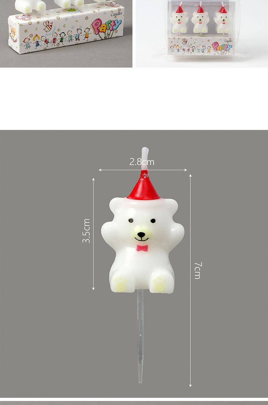 해피니-스 만세곰 생일초 3개입 x 2세트(화이트)/생일초/디자인초/케이크초/생일촛불/파티초/케익초/케이크