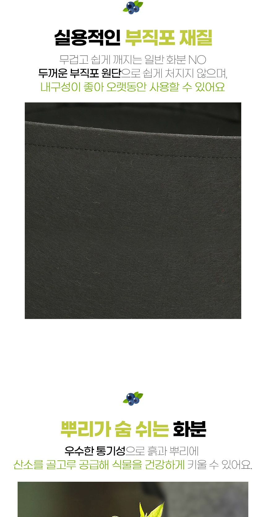 초록가든 베란다 텃밭 부직포 화분(70x30cm) (블랙)/부직포화분/블루베리화분/대형부직포화분/대형블루베리