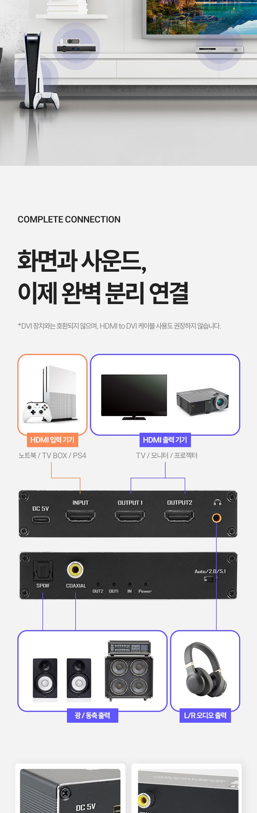 Coms HDMI 1:2 분배기 8K4K 60Hz/영상분배기/모니터분배/비디오분배기/HDMI분배기/모니터분배기/HDMI분배/1