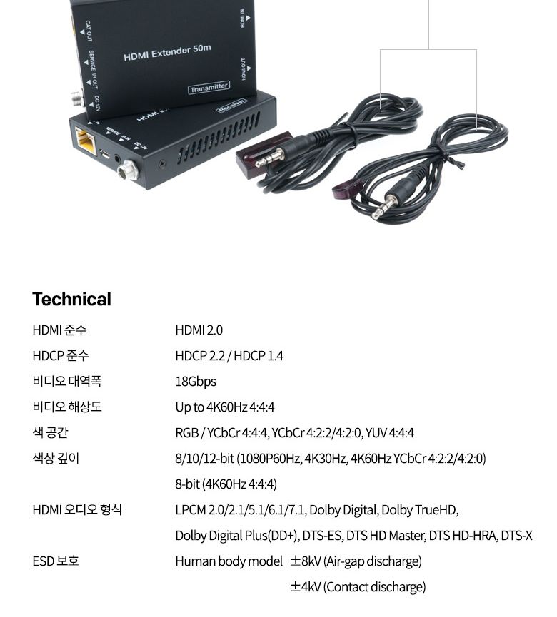 Coms HDMI 리피터(4K 60Hz) 50M 18Gbps/리피터/HDMI리피터/HDMI/영상전송/영상전송HDMI리피터/영상전송리피