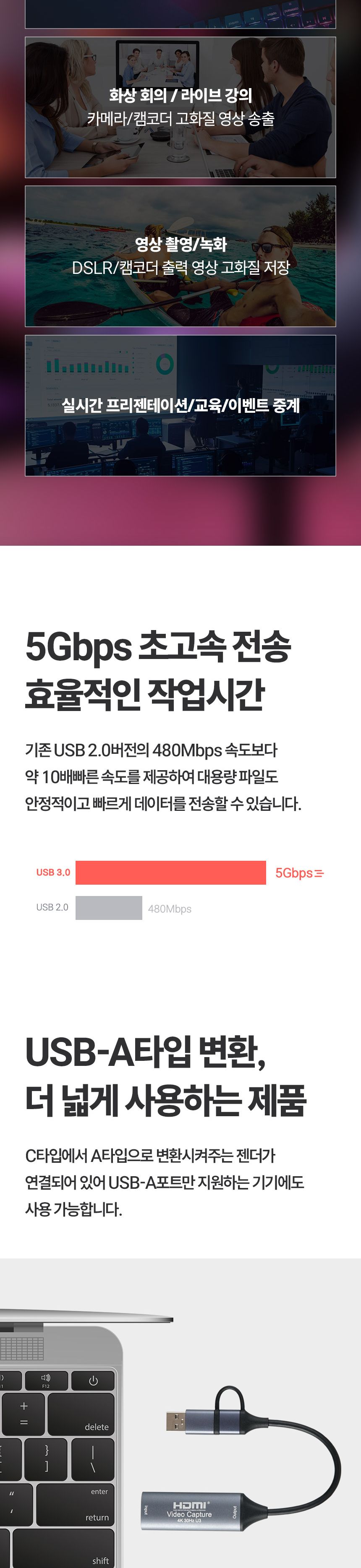 Coms HDMI 캡쳐보드 USB 3.0 5Gbps C타입/PC부품/영상장비/영상편집/유튜브방송장비/HDMI캡쳐보드/방송장비
