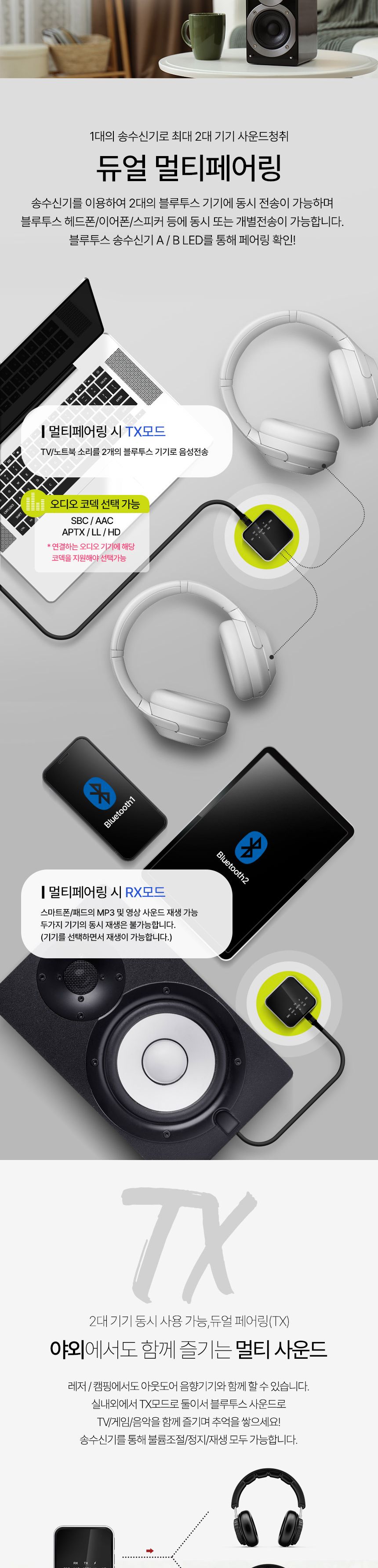 Coms 고음질 블루투스 오디오 송수신기 v5.2 AUX 스테레오 3.5mm 무선 휴대용 리시버 동글/무선송수신기/오